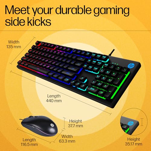 HP KM300F Wired USB Gaming Keyboard and Mouse Set, Membrane Backlit, 26 Keys Anti-Ghosting, 3 LED Indicators & 3D 6K USB Mouse with... - Image 2