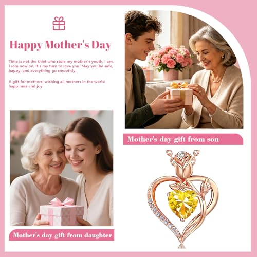 Image of Heart Birthstone Necklace for Women I Love You