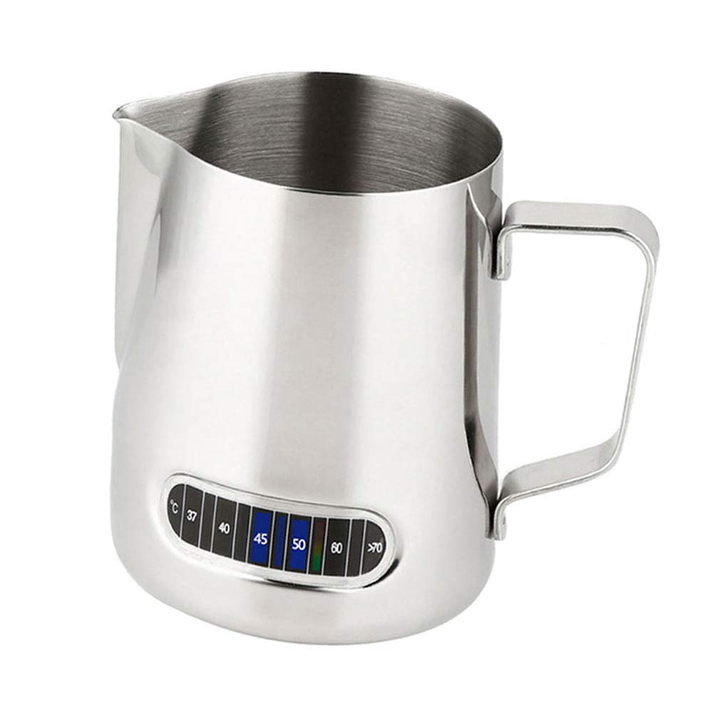 600ml Milk Jug Frothing Pitcher Stainless Steel Coffee Frothing Jug,with Thermometer, for Coffee Cappuccino Espresso Latte