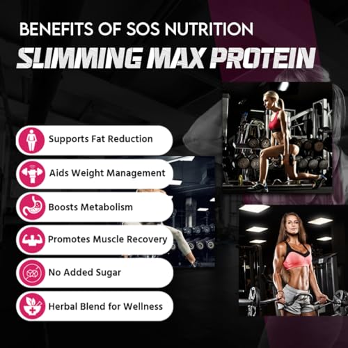 Image of SOS Nutrition Whey Protein for Women - Slimming Protein Powder for Weight Loss - Strawberry Flavor 910g - 24g Protein per Serving Plant + Whey Blend - Free BPA-Free Shaker