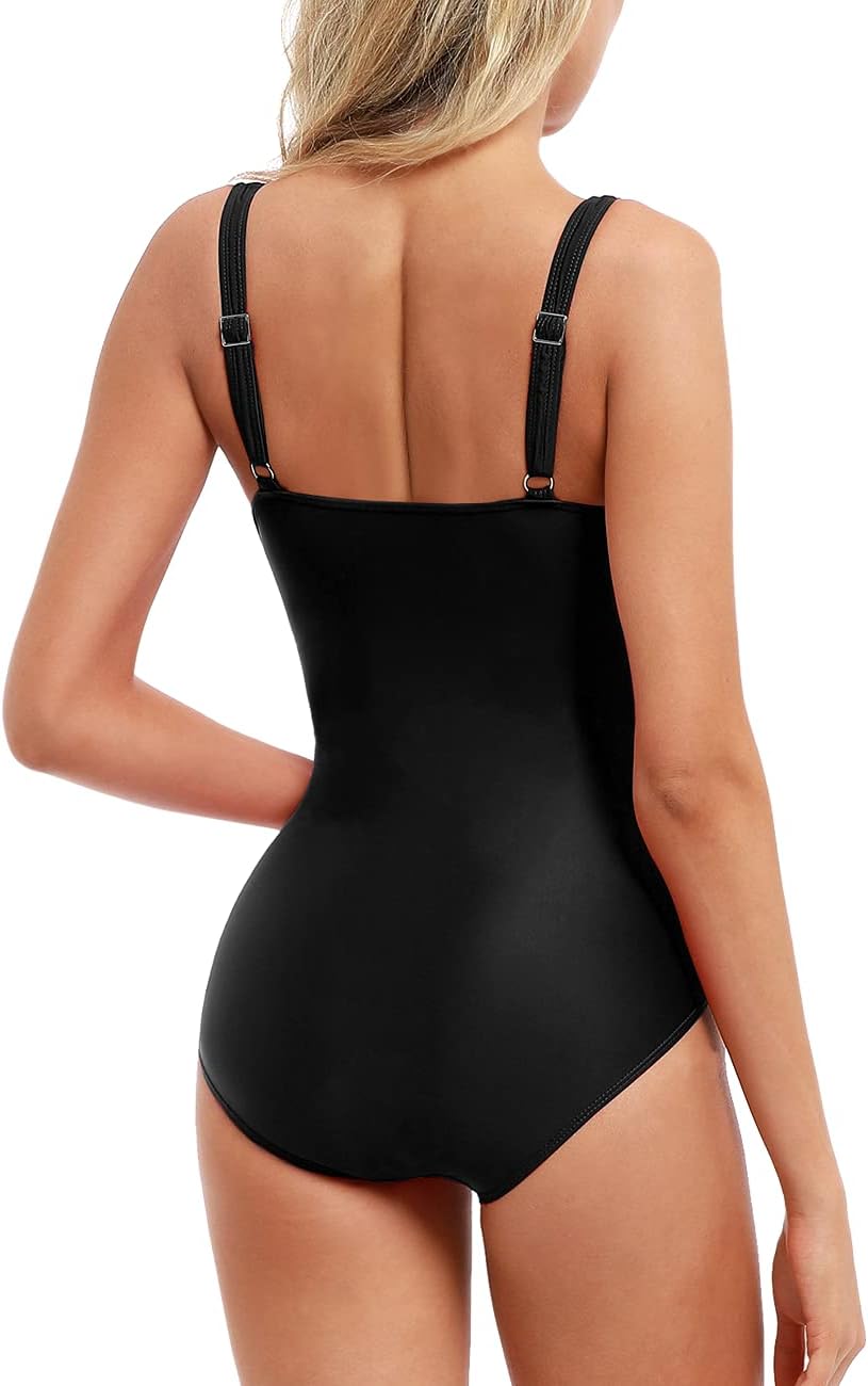 coastal rose Women's One Piece Swimsuits Ruched Slimming Bathing Suits Modest Swimwear