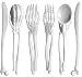 Skeleton Plastic Silverware Set Plasticware: Non Disposable Cutlery Forks and Spoons and Knives Heavy Duty Party Utensils Lifetime Guarantee (6 Utensil Place Setting - 18 Total Pieces)