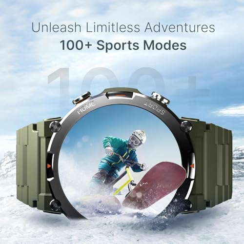 Image of CrossBeats Everest 2.0 Smart Watch for Men 1.43 inch True AMOLED, Always ON Display Bluetooth Calling Rugged Outdoor Military Grade Certified Upto 15 Days Battery Life Smartwatch (Camo Green)