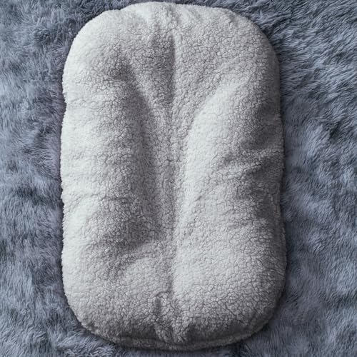 Image of THE KENKYO Winter Baby Lounger Cover for Snuggle Me Lounger, Warm Plush Fleece Newborn Lounger Cover, Soft and Breathable Lounger Slipcover for Boys Girls（Not Included Lounger (Grey)