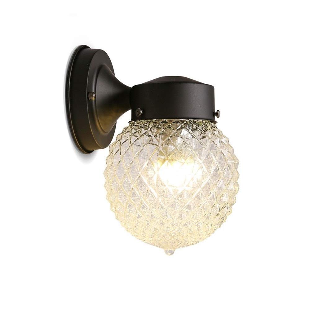 Applique murale LED extérieur et intérieur noire industrielle en aluminium et verre globe