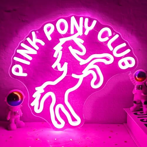 Vveikea Pink Pony Neon Sign Music Cowgirl Western Neon Lights for Wall Decor Dimmable Pony Club Light Up Sign Midwest Princess Led Signs for Bedroom Wall Bar Pub Gift