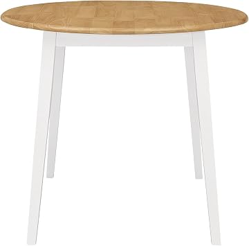 Hallowood Furniture Ledbury Drop Leaf Solid Round Table in Oak Finish Top