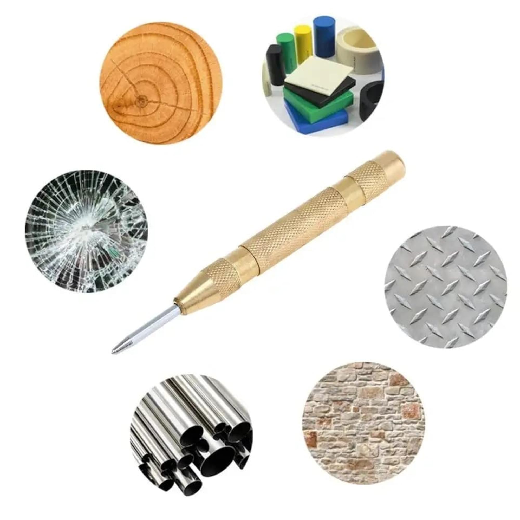 Automatic Impact Center Marking Punch Tool for Metal & Glass