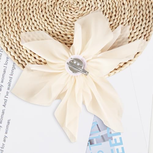 Image of PLwelth Large Flower Brooch Pins Floral Hair Clips for Women Lapel Pins for Dress Clothes Suits Wedding Party Jewelry Gifts