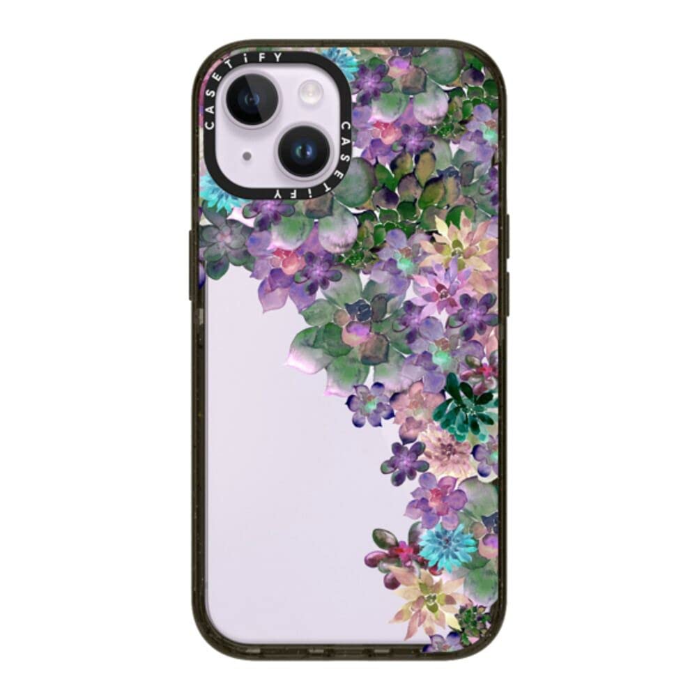 CASETiFY Impact iPhone 14 Case [4X Military Grade Drop Tested / 8.2ft Drop Protection] - My Succulent Garden by Monika Strigel - Glossy Black