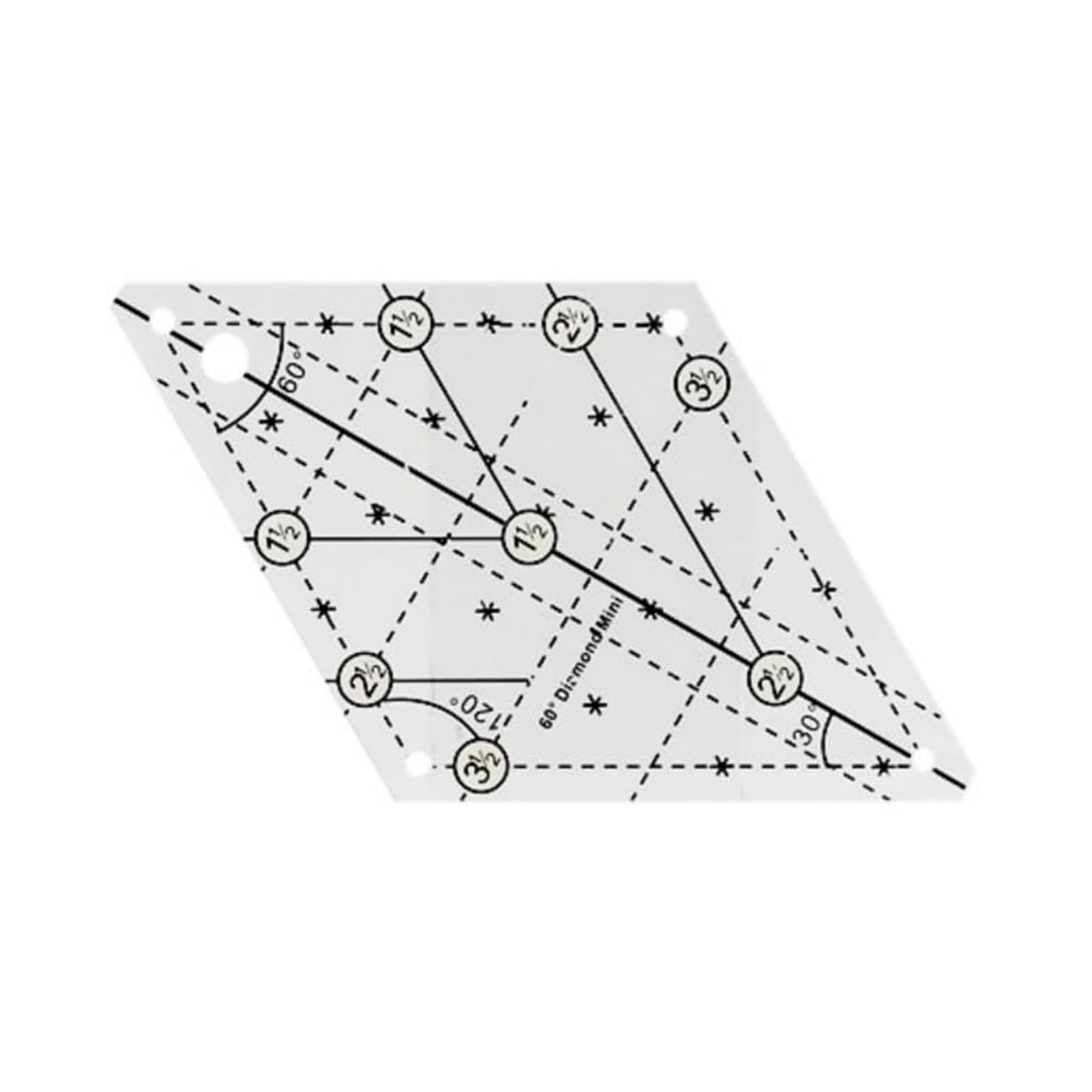 Hsioluted Multicolor Quilting Ruler 60 Degree Quilting Template Sewing Ruler Clear Patchwork Sewing Cutting Craft Easy To Use