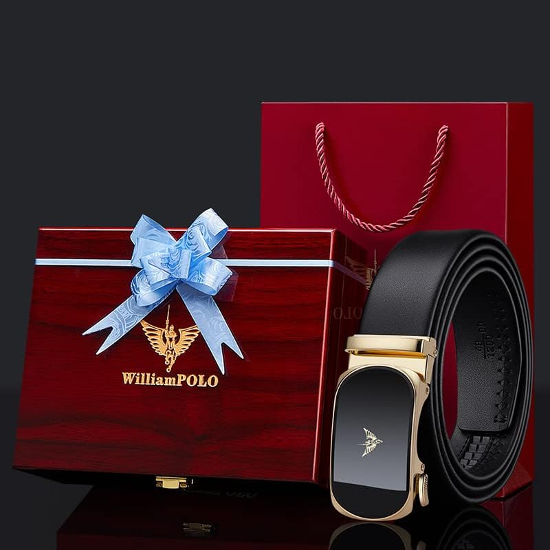 VANNANBA Mens Leather Ratchet Dress Belt for men Automatic Buckle with Gift Box - Image 5