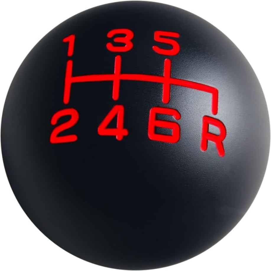 DEWHEL 6 Speed Manual JDM Type R Reverse Right & Down Shift Knob M12x1.25 M10x1.5 M10x1.25 M8x1.25 Aluminum Black/Red