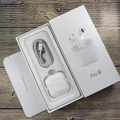 Pro 4 Wireless Bluetooth Earbuds 5.0 With Charging Case And Cable, Touch Control, Active Noise Cancellation, White