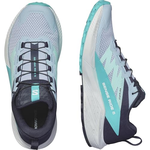 Salomon Women’s Sense Ride 5 Trail Running Shoes - Cashmere Blue/Carbon/Peacock Blue - 5