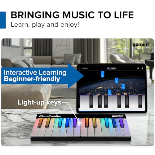 Gemini Sound GPP-101 (PIANOPRODIGY) Pianoprodigy: 24-Key Light-Up Wireless Midi Keyboard | Must Connect To Ios/Android Device For Sound | Expandable, Bluetooth thumb #5