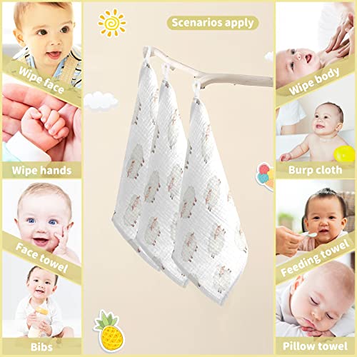 Image of vvfelixl Cotton Cute Curly Lamb Baby Muslin Washcloths Soft Face Towel for Newborns, 11.8 X 11.8 Inch, 3 Pack White