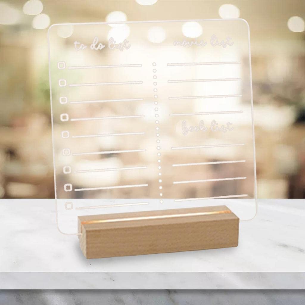 LOSA Acrylic Message Board Note Board LED Light Up Clear Writing Board