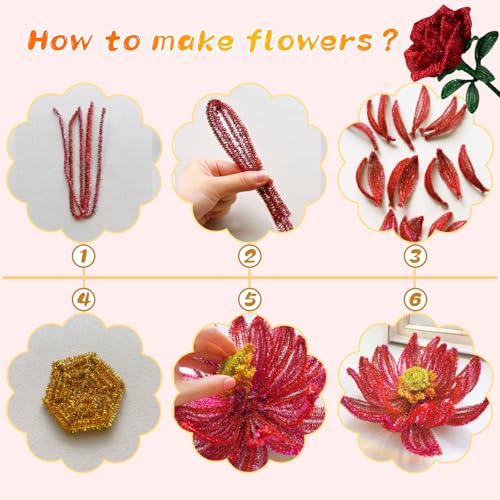 Image of ZXIIXZ 100 Pcs Pipe Cleaners, Glitter Pipe Cleaners Bulk for Making Flowers