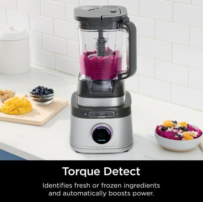 Niin-jaa Detectt Kitchen System 72 Oz Blender, 3 Speeds, Blend, Crush, Chop, Smoothies, BlendSense Technology, 1700 W, Crushing Blades, Color Silver (model TB 400)
