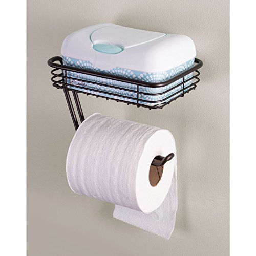 Idesign Classico Metal Wall Mount Toilet Paper Tissue Holder, Roll Reserve With Shelf For Kids', Guest, Master, Office Bathroom, 7.25" X 5.25" X 5.25", Bronze,69151 #TOP2