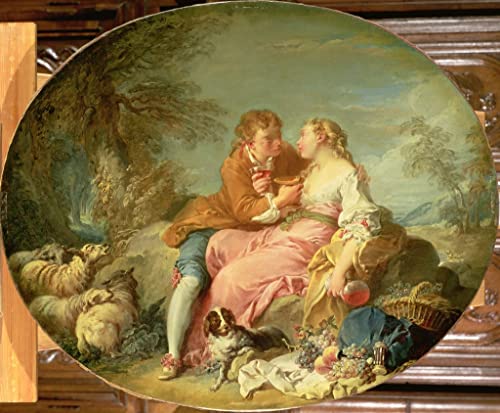 Scène pastorale de François Boucher affiche sur toile de décoration salon grand format 60x90cm