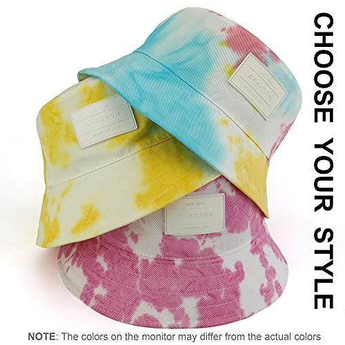 Braxton Tie Dye Bucket Hat For Women - Yellow Canvas Summer Teen Bucket Hats - Cotton 90S Sun Hat #TOP4
