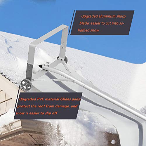 LIAMST Roof Snow Removal Tool,Snow Roof Rake, Roof Rake for Snow Removal,Extended Range up to 20 FT,Suitable for Single-Story and Small Wooden Houses, Made of Aluminum and Stainless Steel