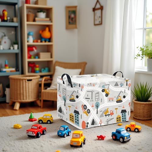Image of Rectangular Baby Kids Storage Basket for Home Kitchen Girls Cute Storage Bin Organizer Shelf Book Room Decor(Car)