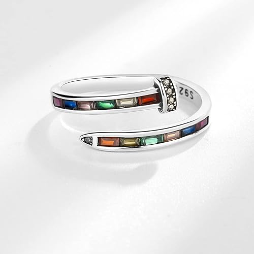Miniatura 19 de Anillo de plata 925, anillos de plata ajustables para mujer, anillos de pulgar abiertos, anillos de circonio, anillos ajustables, anillos abiertos