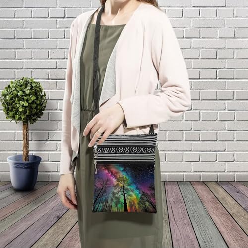 Aurora Messenger Bag Small Ethnic Pattern Printed Adjustable Strap Crossbody Zipper Pouch Aurora Phone Organizer Wallet Cute Shoulder Handbag for Women3
