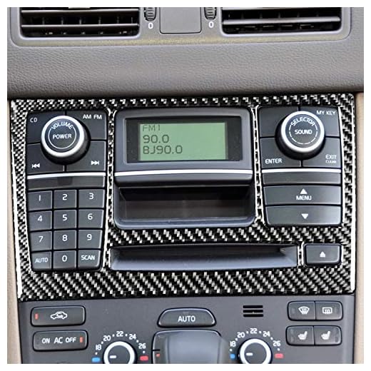 RRX Kolfiber tillbehör CD radiokonsolpanel ram surroundklistermärke texturerad 3D-effekt matt dekoration för Volvo XC90 2003 2004 2005 2006 2007 2008 2009 2010 2011 2012 2013 2014 (alla)