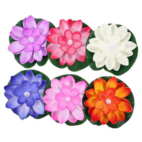 GARVALON 6Pcs フローティング 水センサー スランプ ランプ LED ランプ ランプ ランプ フローティング 花 ランプ ランプ 花 キャンドルライト 屋外 屋外 屋外 レッドライトランプ