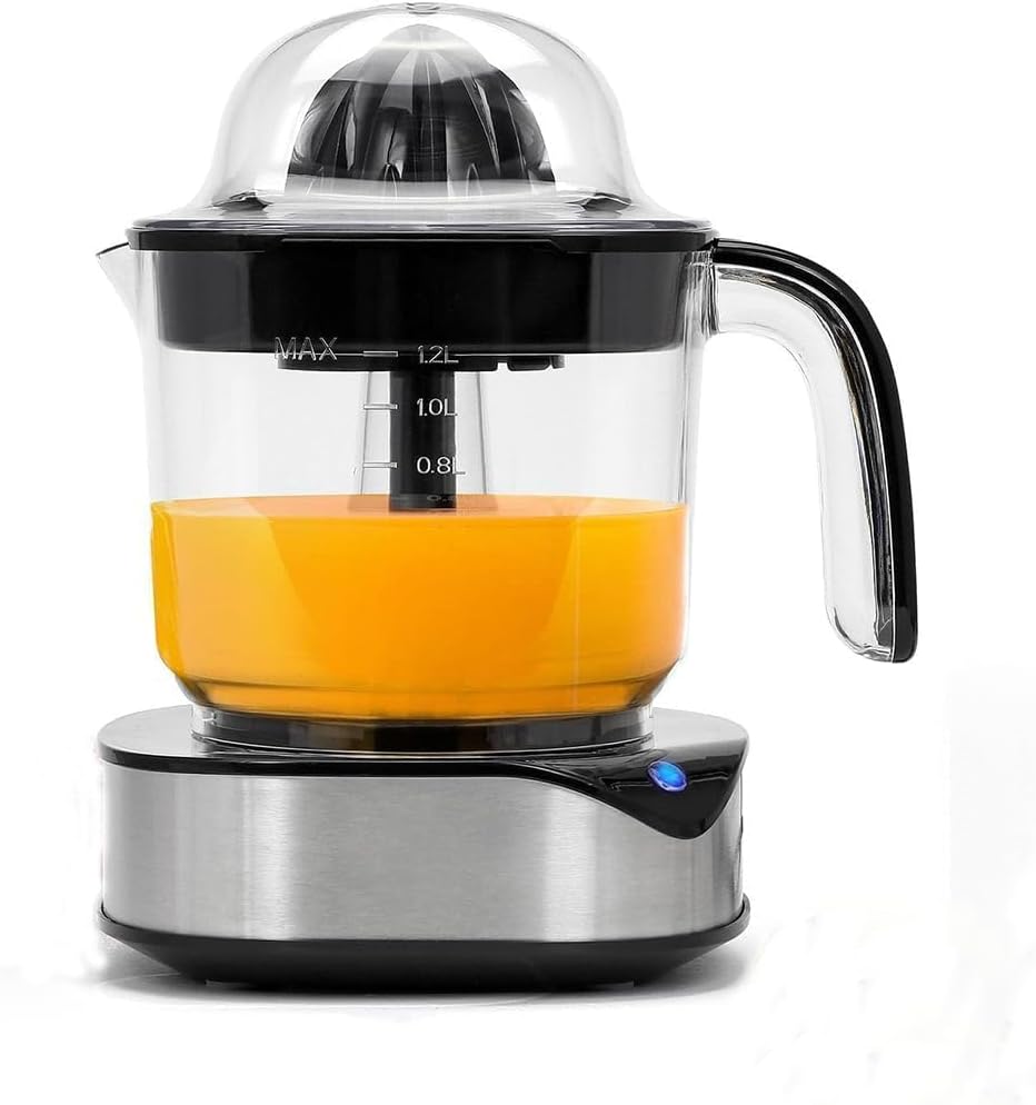 Electric Citrus Juicer, 1.2L Lemon Squeezer Juicer with Encryption Filter Hole, Automatic Lever Press Extractor Two-Way Cone Heads Without Sharp Cone Heads,