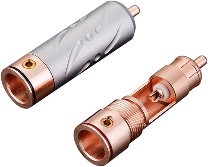 50% Off Discount Viborg VR109 Hi-End RCA Connector Pure Red Copper Solder Male RCA Plug for HiFi Audio Interconnect Cable (VR109, Pure Copper)