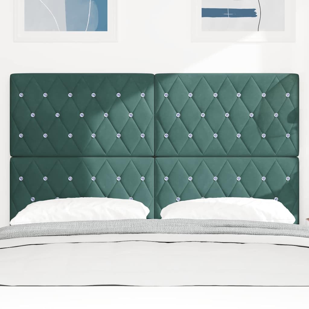 Cabecero de cama LED de 144 cm, color verde oscuro, RGB, altura regulable, 118/128 cm, madera maciza de pino tapizado, panel de pared para jóvenes y adultos