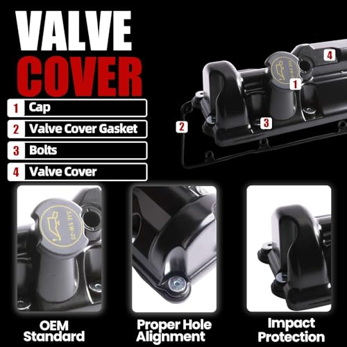 MITZONE Right Side Aluminum Valve Cover Kit Compatible with Ford E-150 E-250 F-150 Crown Victoria for Mercury Grand Marquis for Lincoln Town Car 4.6L V8 2006-2014 by MITZONE - Used condition - Image 3