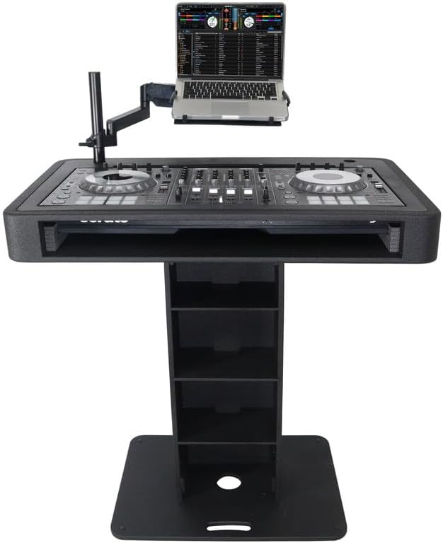 Prox XZF-DJCTBL Control Tower DJ Podium for Pioneer DDJ-REV7 XDJ-XZ DDJ-1000 Rane One - Black Finish