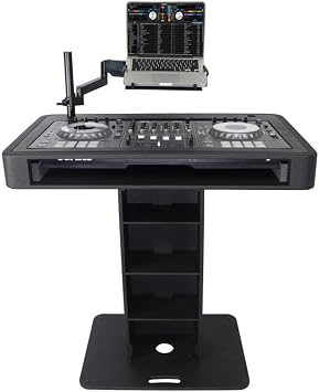Prox XZF-DJCTBL Control Tower DJ Podium for Pioneer DDJ-REV7 XDJ-XZ DDJ-1000 Rane One - Black Finish