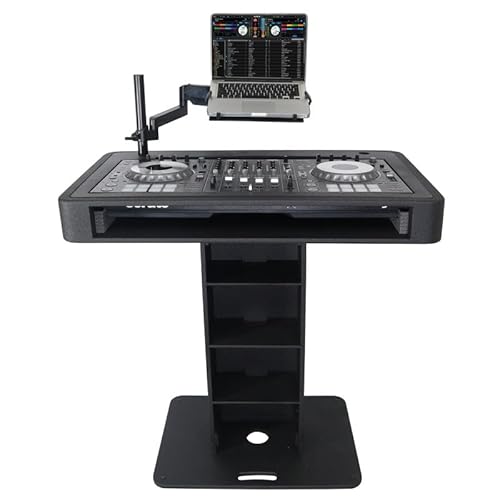 Prox XZF-DJCTBL Control Tower DJ Podium for Pioneer DDJ-REV7 XDJ-XZ DDJ-1000 Rane One - Black Finish