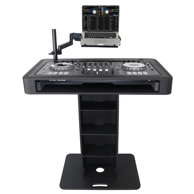 Prox XZF-DJCTBL Control Tower DJ Podium for Pioneer DDJ-REV7 XDJ-XZ DDJ-1000 Rane One - Black Finish