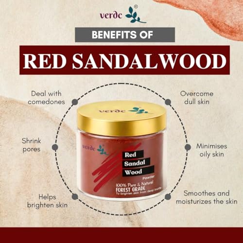 Image of Pure Red Sandalwood Face Pack Powder, Forest A Grade, Premium, 100% Natural | Lal Chandan | Raktha Chandanam | For Skin Brightening, Acne, Blemishes, Dark Spots - 40 gm