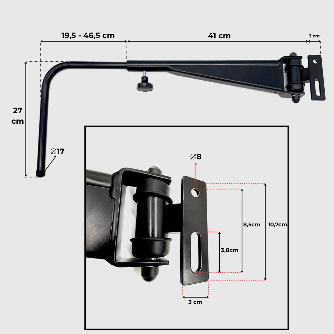 Lot de 2 rétroviseurs extérieurs SET 377x189 mm Ø15–24 mm avec support de rétroviseur 4285291M91 Ø17 mm pour tracteur Massey Ferguson – gauche/droite R1200