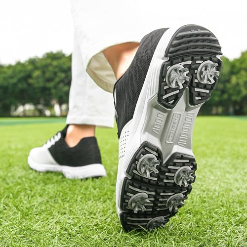 Image of Waterproof Professional Golf Shoes Men Spikes Golf Sneakers Male Outdoor Anti Slip Walking Footwears