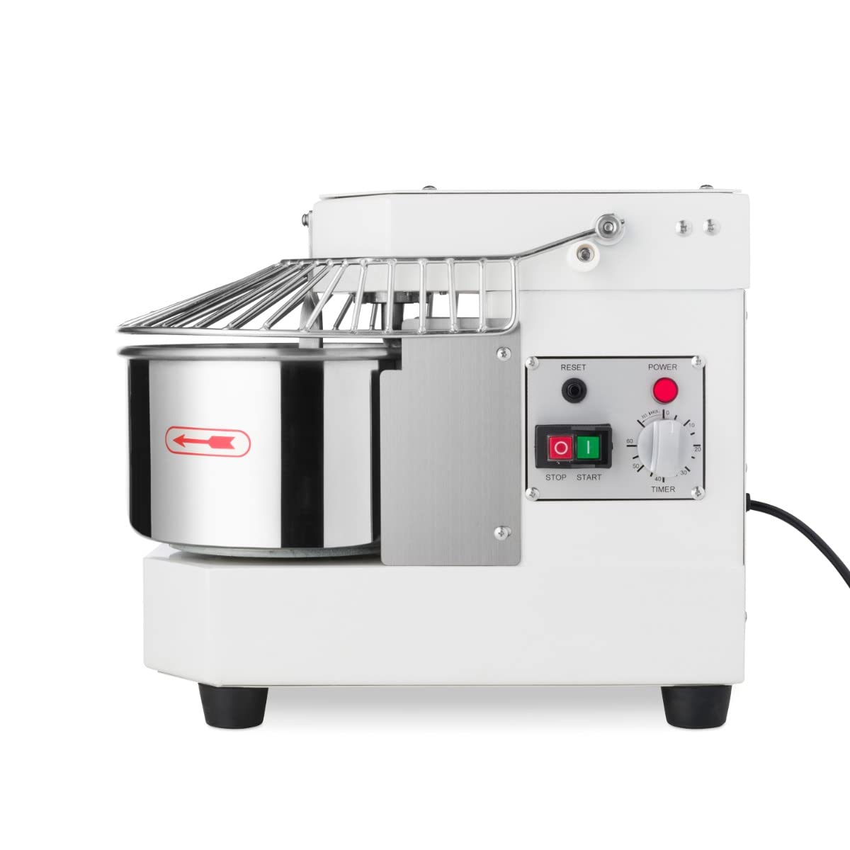 Maxima Spiralkneter 8 l 4,5 kg Teig weiß – Teigkneter – professionell – Spiralkneter mit Sicherheitskäfig – 8 Liter – 4,5 kg