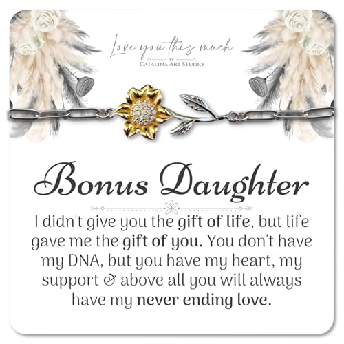 Love You This Much Sentimental Bonus Daughter Necklace, Birthday Gift for Bonus Daughter, Stepdaughter Jewelry, Gift for Stepdaughter