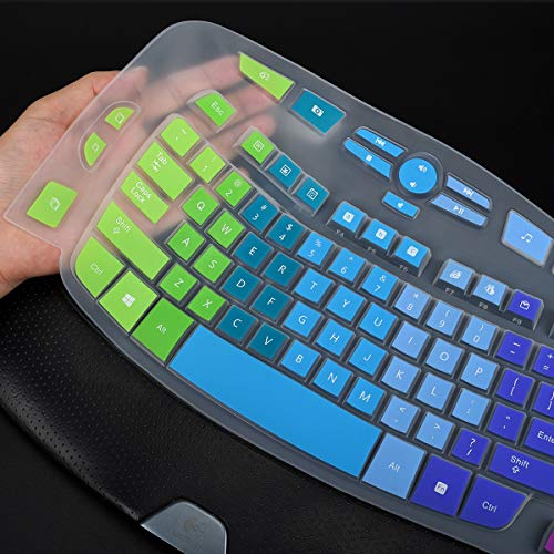 Keyboard Cover For Logitech K350 Mk570 Mk550 Wireless Wave Keyboard, Logitech K350 Wireless Wave Keyboard Accessories, Logitech K350 Keyboard Skin Protector - Rainbow #TOP1