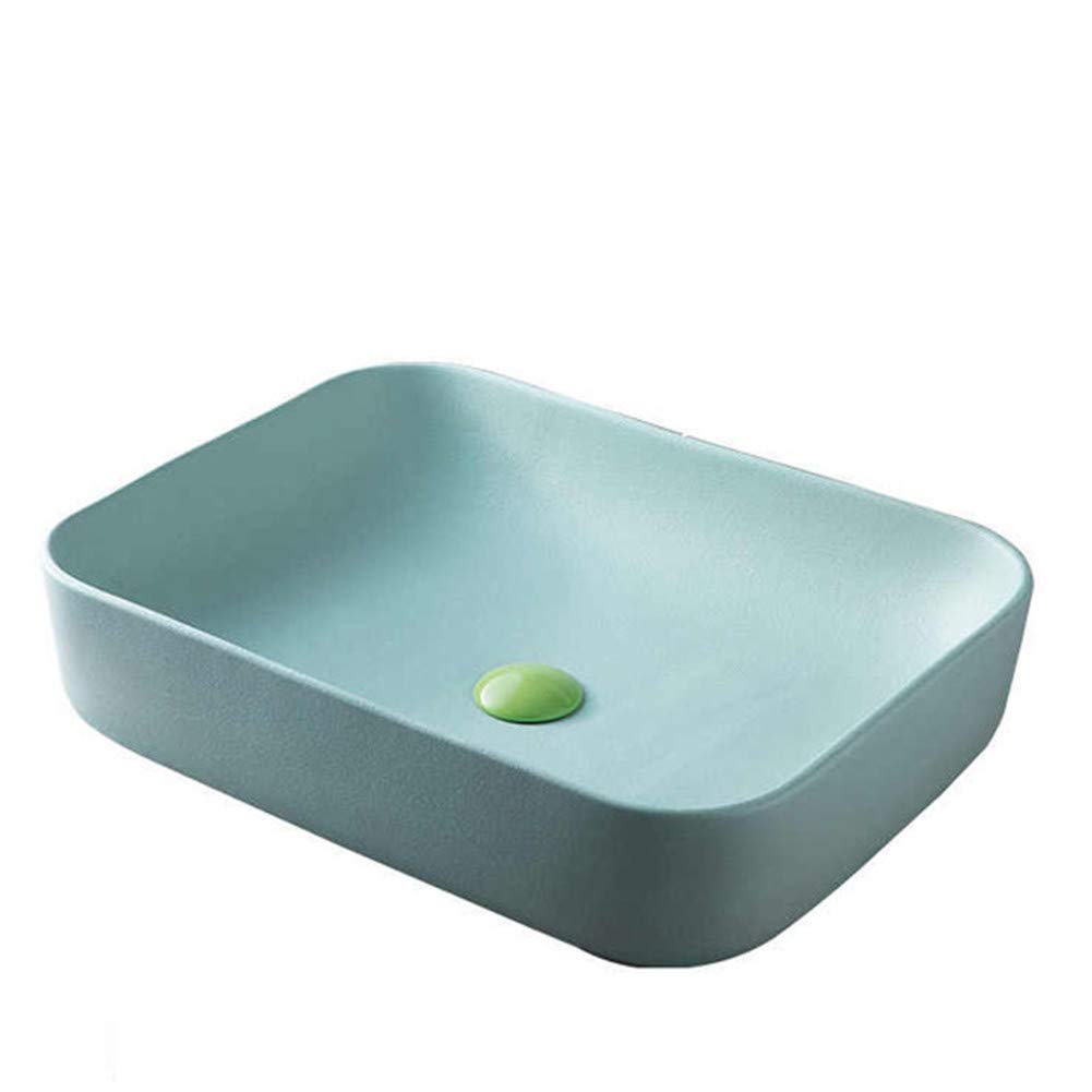 Vasque à poser rectangulaire anti-éclaboussures lavabo céramique facile à nettoyer pour maison