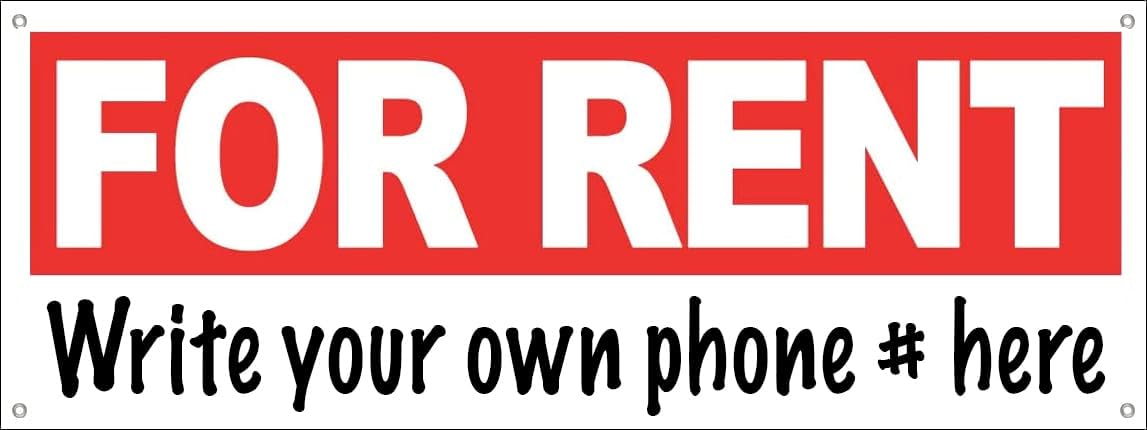Amazon.com : 4 Less Co 18x48 Inch FOR RENT Vinyl Banner Sign With ...