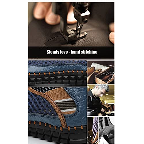 WENOREG Men's Mesh Breathable Walking Slip-On Loafers,Fashion Outdoor Lightweight Handmade Stitching Honeycomb Soft Bottom Walking Driving Water Shoes Casual Sandals3